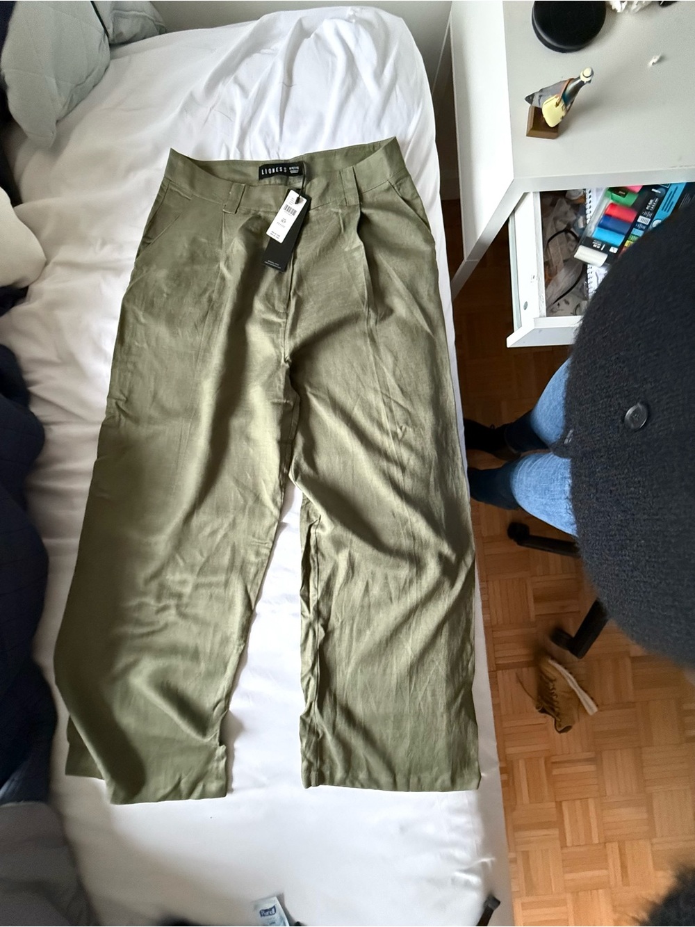 Anthropologie Olive Green Wide-Leg Pants